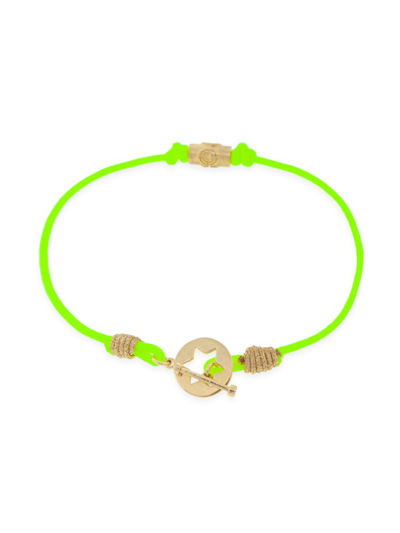Shop Luis Morais Men's 14k Yellow Gold & Braided Cord Bracelet In Green