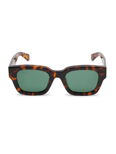 Shop Off-white Men's Zurich 147mm Square Sunglasses In Havana Dark Green