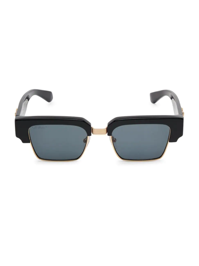 Shop Off-white Men's Washington 147mm Square Sunglasses In Black Gold Metal