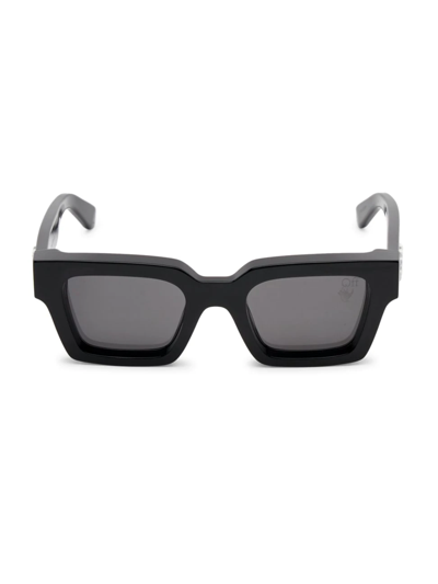 Shop Off-white Men's Virgil 145mm Square Sunglasses In Black Dark Grey