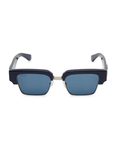 Shop Off-white Men's Washington 147mm Square Sunglasses In Navy Silver Metal