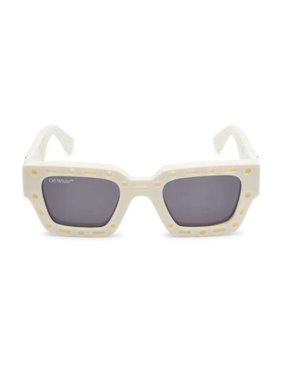 Shop Off-white Men's Mercer 147mm Square Sunglasses In White Dark Grey