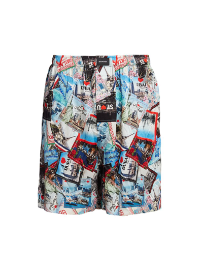 Shop Balenciaga Silk Pyjama Shorts In Neutral