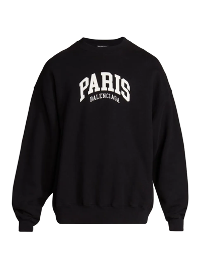 Shop Balenciaga Men's City Paris Logo Sweatshirt In Black White