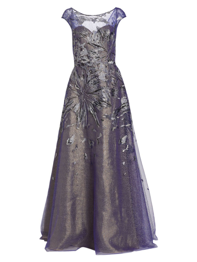 Shop Rene Ruiz Collection Women's Embellished Tulle Ballgown In Blue