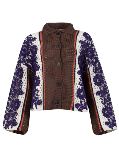 Shop Valentino Wide Sleeve Knit Cardigan In Multicolor