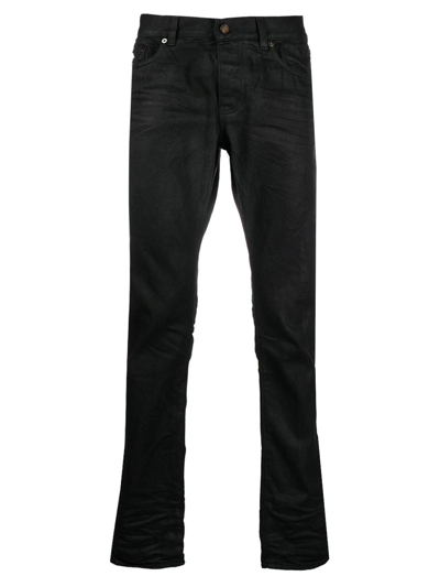Shop Saint Laurent Slim Fit Coated Jean In Black