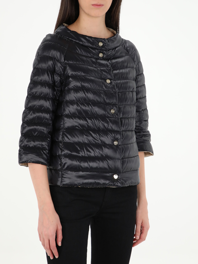 Shop Herno Reversible Down Jacket In Nero\beige