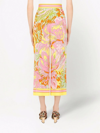 Shop Dolce & Gabbana Floral-print Silk Culottes In Orange