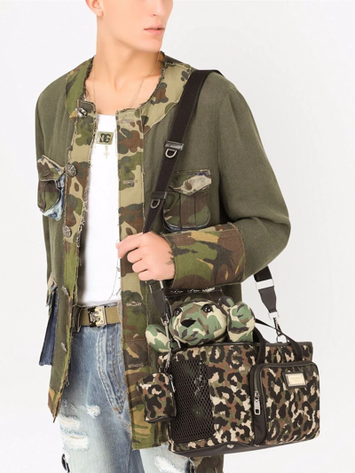 Dolce & Gabbana Leopard-print Pet Carry Bag In Black