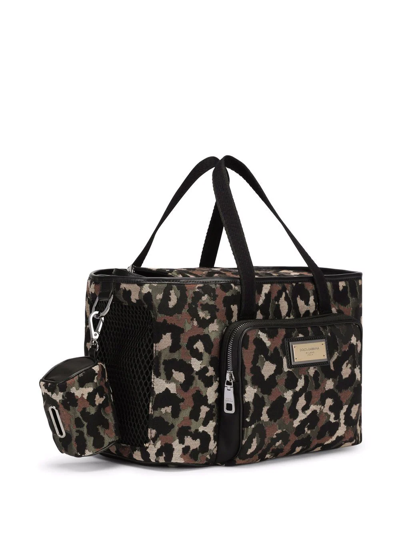 Shop Dolce & Gabbana Leopard-print Pet Carry Bag In Black