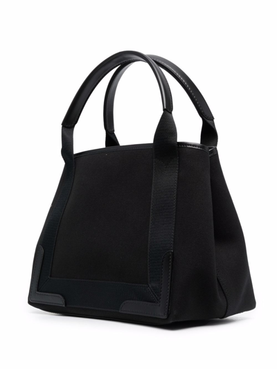 Shop Balenciaga Navy Cabas Logo Tote Bag In Black