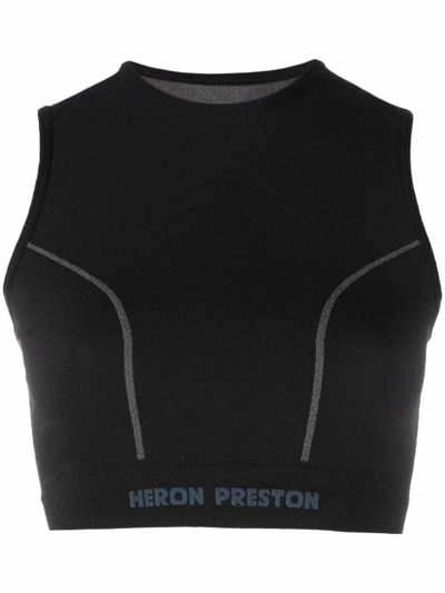 Shop Heron Preston Logo-underband Cropped Top In Black