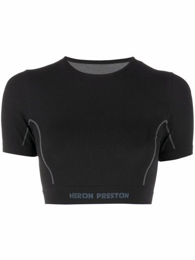 Shop Heron Preston Logo-tape Active Cropped Top In Black