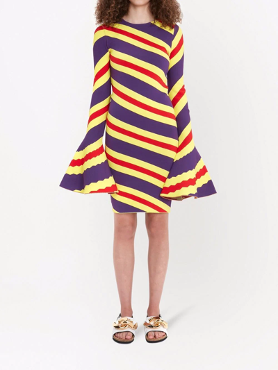 Shop Jw Anderson Fluted-sleeve Dress In Yellow
