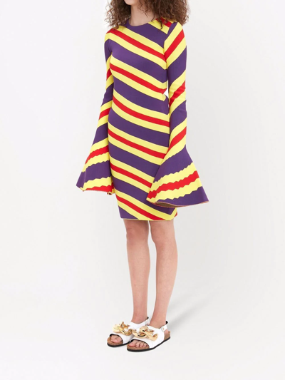 Shop Jw Anderson Fluted-sleeve Dress In Yellow