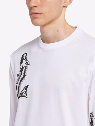 Shop Prada Siren Print T-shirt In White