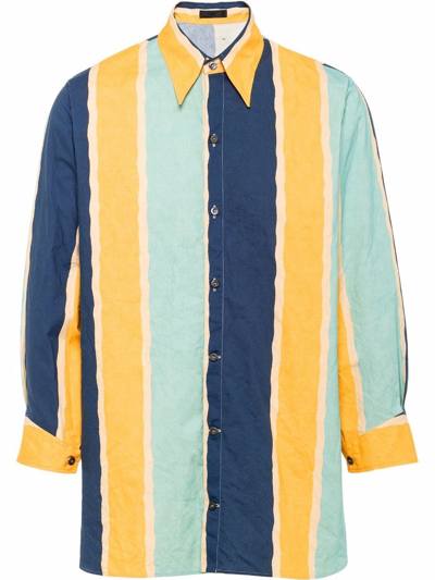 Shop Prada Stripe-print Shirt In Blue