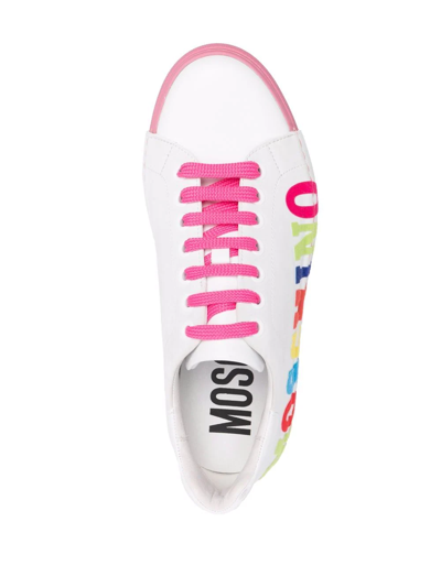 Shop Moschino Logo Low-top Sneakers In White