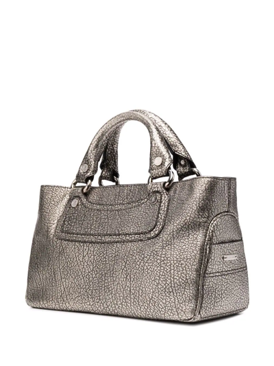 Pre-owned Celine 2010  Embossed Finish Tote Bag In Silver