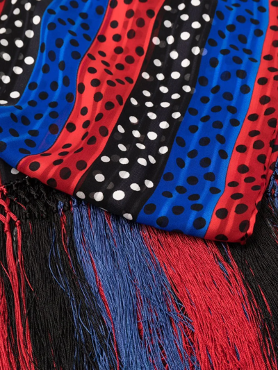 Pre-owned Saint Laurent 1980s Polka Dot Fringed Silk Scarf In Black