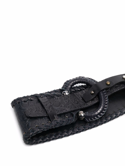 Pre-owned Gianfranco Ferre 1990s Embossed Motif Waist Belt In Blue