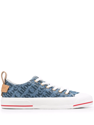 Shop See By Chloé Logo-print Low-top Sneakers In Blue