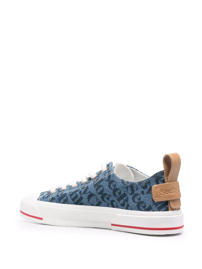 Shop See By Chloé Logo-print Low-top Sneakers In Blue