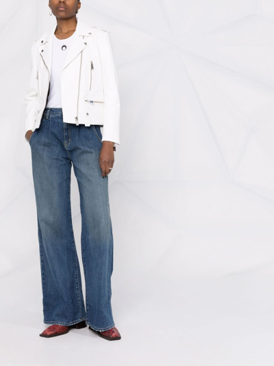 Nili Lotan Flora Pleated High-rise Wide-leg Jeans In Blue