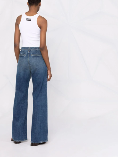 Shop Nili Lotan Wide-leg Bleach-effect Denim Jeans In Blue