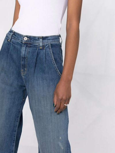 Nili Lotan Flora Pleated High-rise Wide-leg Jeans In Blue