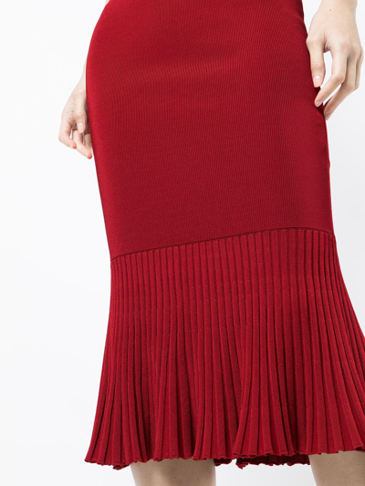 Shop Galvan Atalanta Pleated Hem Midi Dress In Red