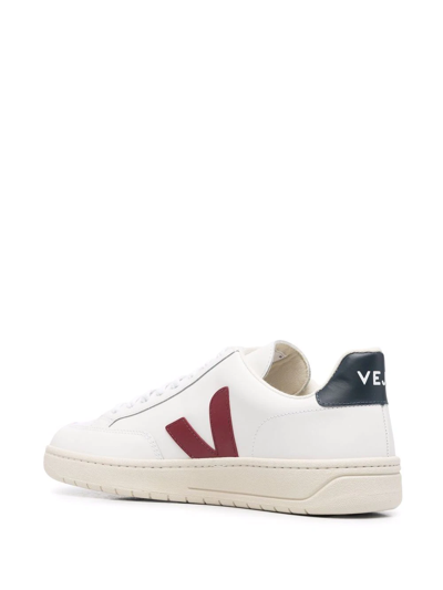 Shop Veja V-12 Leather Sneakers In White