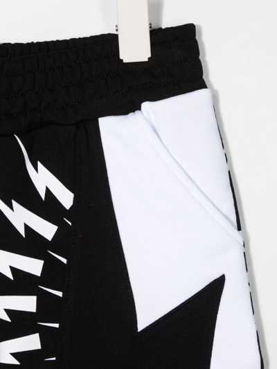Shop Neil Barrett Lightning Bolt Print Shorts In Black