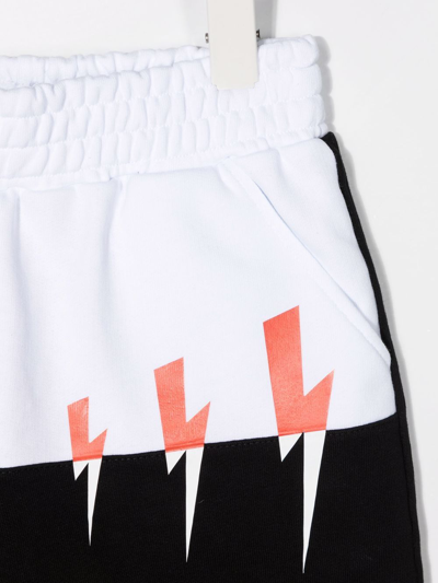 Shop Neil Barrett Lightning Bolt Print Shorts In White
