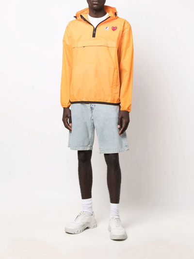 Comme Des Garçons Play Packable Ripstop Anorak K-way In Orange