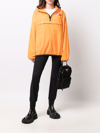 Comme Des Garçons Play Packable Ripstop Anorak K-way In Orange