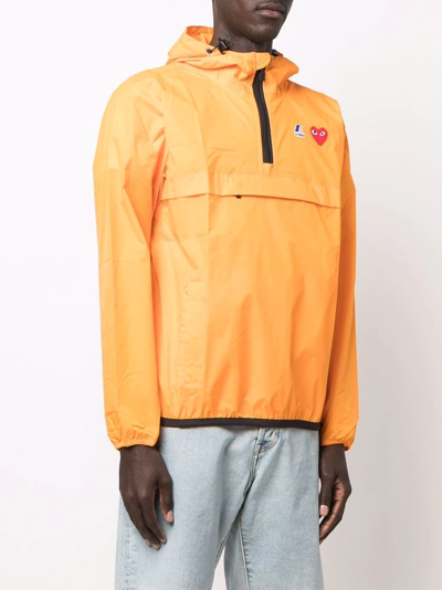 Comme Des Garçons Play Packable Ripstop Anorak K-way In Orange
