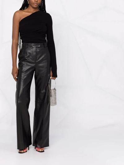 Dsquared2 One Shoulder Jersey Draped Top In Black