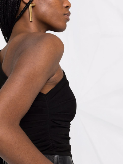 Dsquared2 One Shoulder Jersey Draped Top In Black