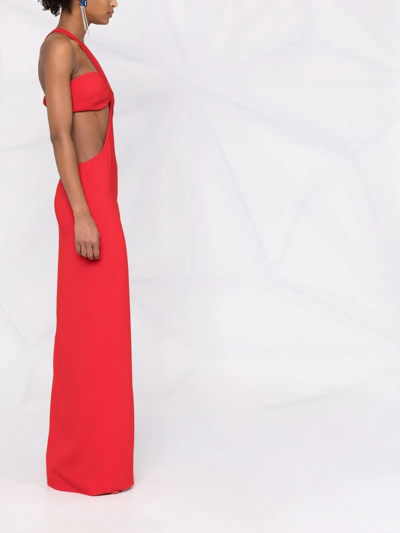 Shop Monot Asymmetric Cut-out Gown In Red