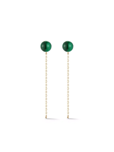 Shop Mateo 14kt Yellow Gold Malachite Stud Chain Drop Earrings