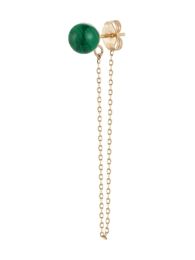 Mateo 14kt Yellow Gold Malachite Stud Chain Drop Earrings In Gold