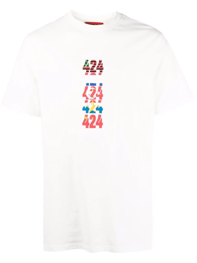 Shop 424 Flags-print Short-sleeve T-shirt In Neutrals