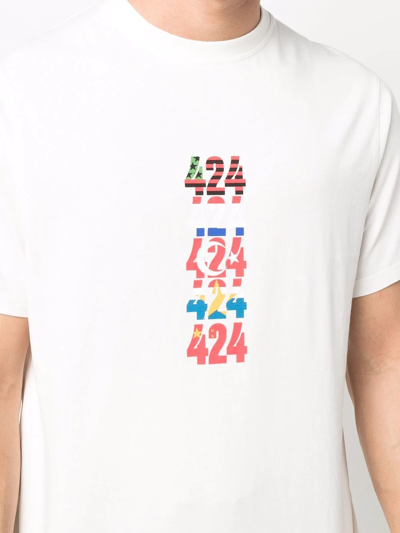 Shop 424 Flags-print Short-sleeve T-shirt In Neutrals