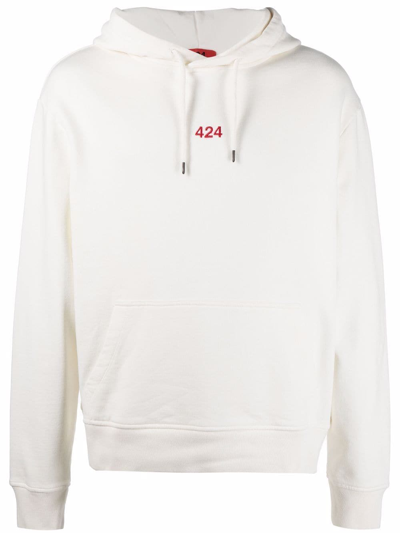 Shop 424 Logo-print Cotton Hoodie In White