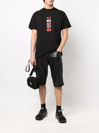 Shop 424 Flags-print Short-sleeve T-shirt In Black