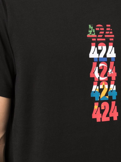 Shop 424 Flags-print Short-sleeve T-shirt In Black