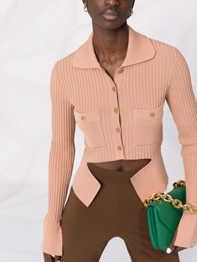 Andreädamo Ribbed Buttoned-up Knitted Top In Neutrals