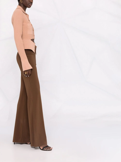 Andreädamo Ribbed Buttoned-up Knitted Top In Neutrals